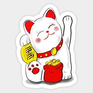 Wacky waving lucky cat Sticker